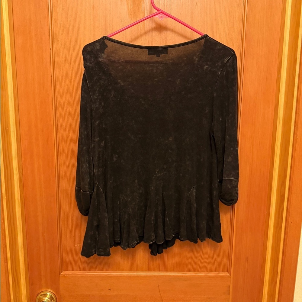 POL Black Peplum Blouse with 3/4 Sleeves - Picture 2 of 7